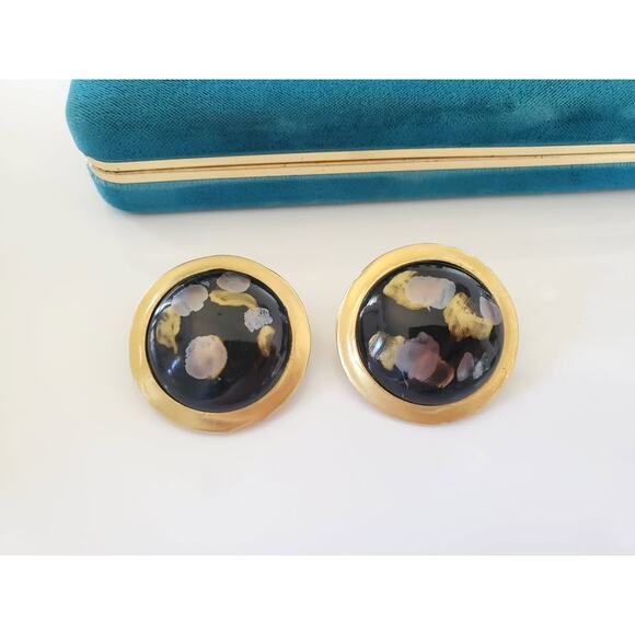 Vintage Les Bernard Designer Clip-On Earrings - Picture 1 of 6